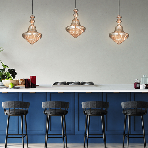 현대적이고 고급스러운 디자인 바티아 LED 20W 식탁등 테이블 포인트 유리 펜던트 조명 블랙크롬