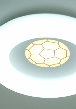 두가지 혼합 컬러 축구공 모양 패턴의 풋볼 LED 50W 안방 키즈조명 아이방 투톤 방등 [간접]