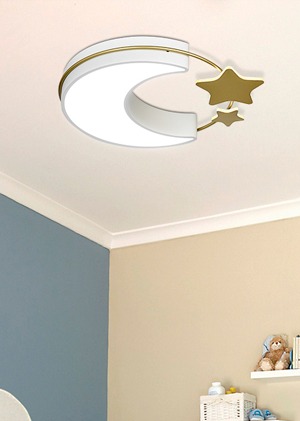 초승달과 별 모양의 크레센트 LED 50W 키즈 어린이 아이방 침실방 놀이방 방등 조명 화이트 골드